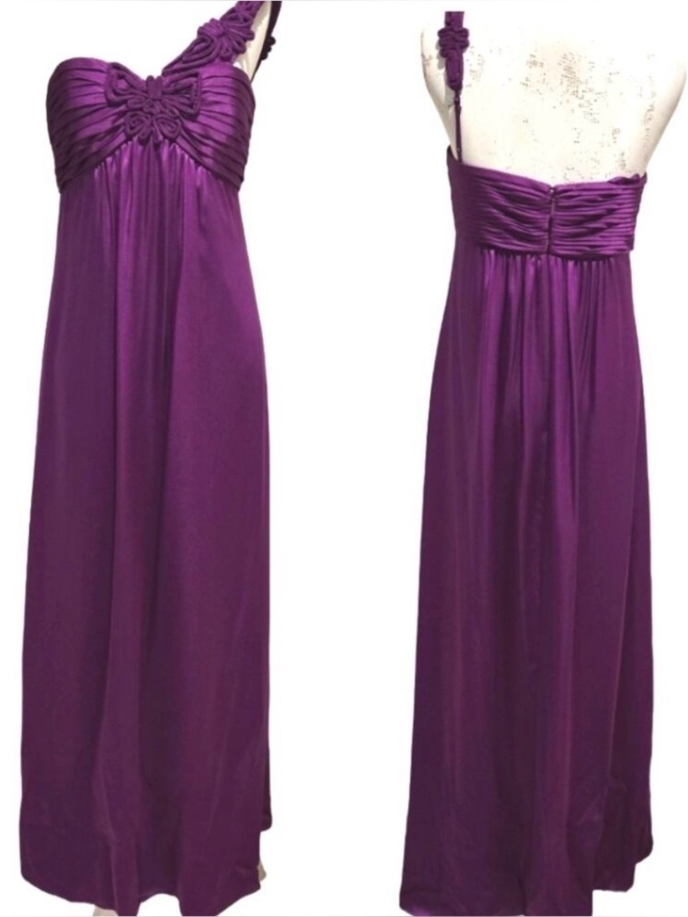 BCBG Max Azria NWT Orchid Purple One-Shoulder Satin Gown Dress Size 6